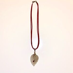 Elegant Red and Silver Leaf Pendant Necklace